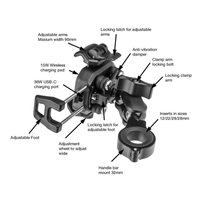 Rocky Creek MotoPlug Phone Holder & Charger Wireless & USB-C