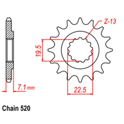 RK Steel Front Sprocket 16T 520P RK