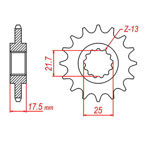 MTX 297 Steel Front Sprocket #525 (10-KY2)