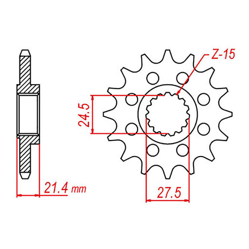 MTX 37600 Steel Front Sprocket #525 (10-37600)
