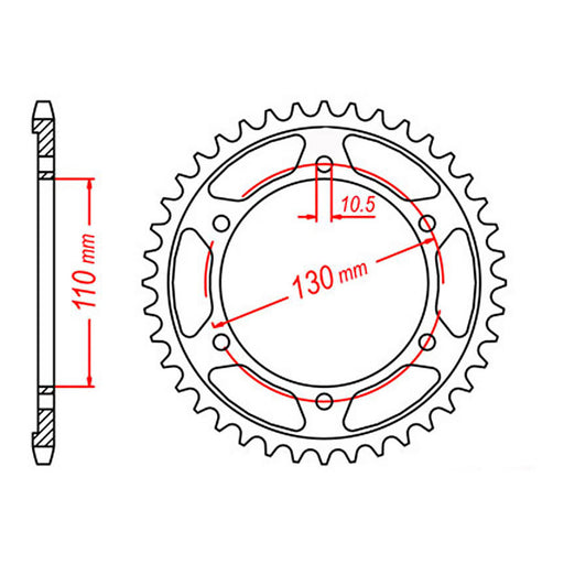MTX 1876 Steel Rear Sprocket #525 (11-876)
