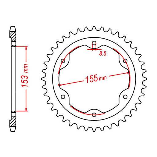 MTX 893 Steel Rear Sprocket #525 (11-893)