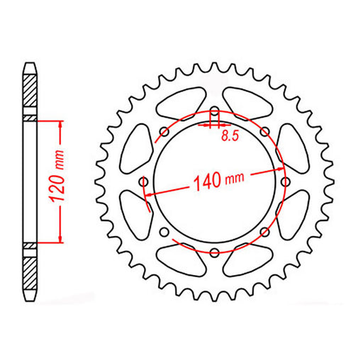 MTX 487 Steel Rear Sprocket #520 (11-186)