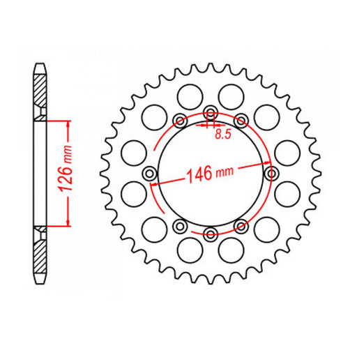 MTX 805 Steel Rear Sprocket #428 (11-01A)