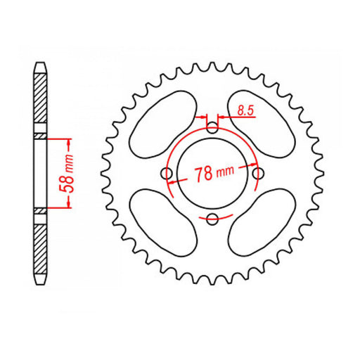 MTX 810 Steel Rear Sprocket #428 (11-208)