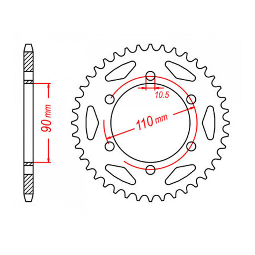 MTX 850 Steel Rear Sprocket #530 (11-256)