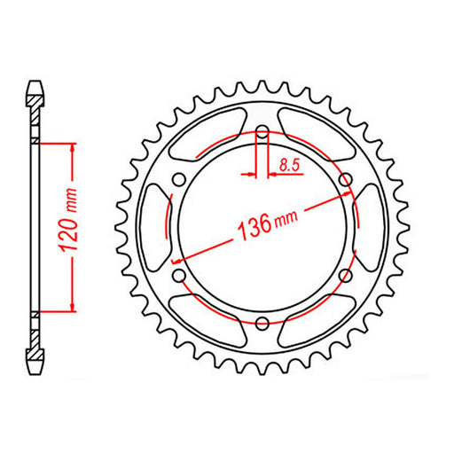 MTX 862 Steel Rear Sprocket #530 (11-49A)