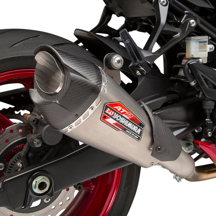 Yoshimura GSX-S750/Z 18-22 AT2 Stainless Slip-On Exhaust, w/ Stainless Muffler Yoshimura