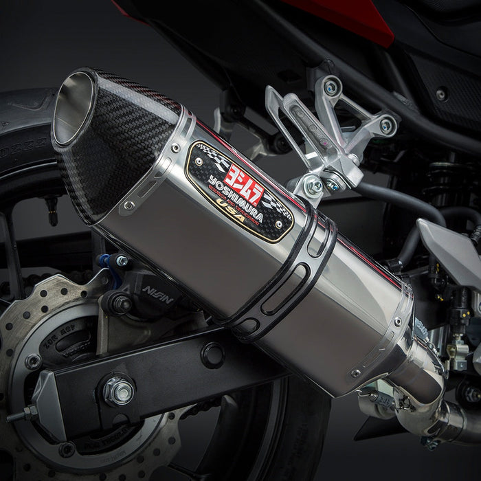 Yoshimura CBR500R 16-18/CB500F 16-18 R-77 Stainless Slip-On Exhaust, w/ Stainless Muffler Yoshimura