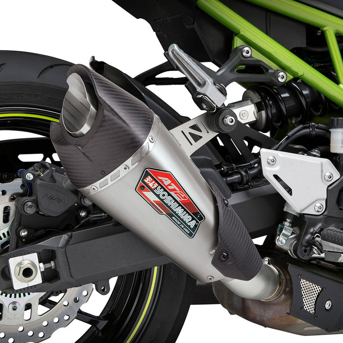 Yoshimura Z900 17-24 AT2 Stainless Slip-On Exhaust, w/ Stainless Muffler Yoshimura