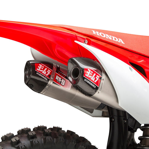 Yoshimura CRF250R 18-19/RX RS-9T Stainless Slip-On Exhaust, w/ Dual Stainless Mufflers Yoshimura