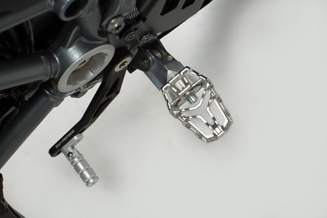 EVO footrest kit - Silver/black. Honda / Suzuki / KTM models. SW-Motech