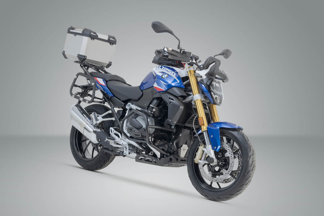TRAX ADV top case system - Silver. BMW R1200 R/RS (14-18), R1250 R/RS (18-). SW-Motech