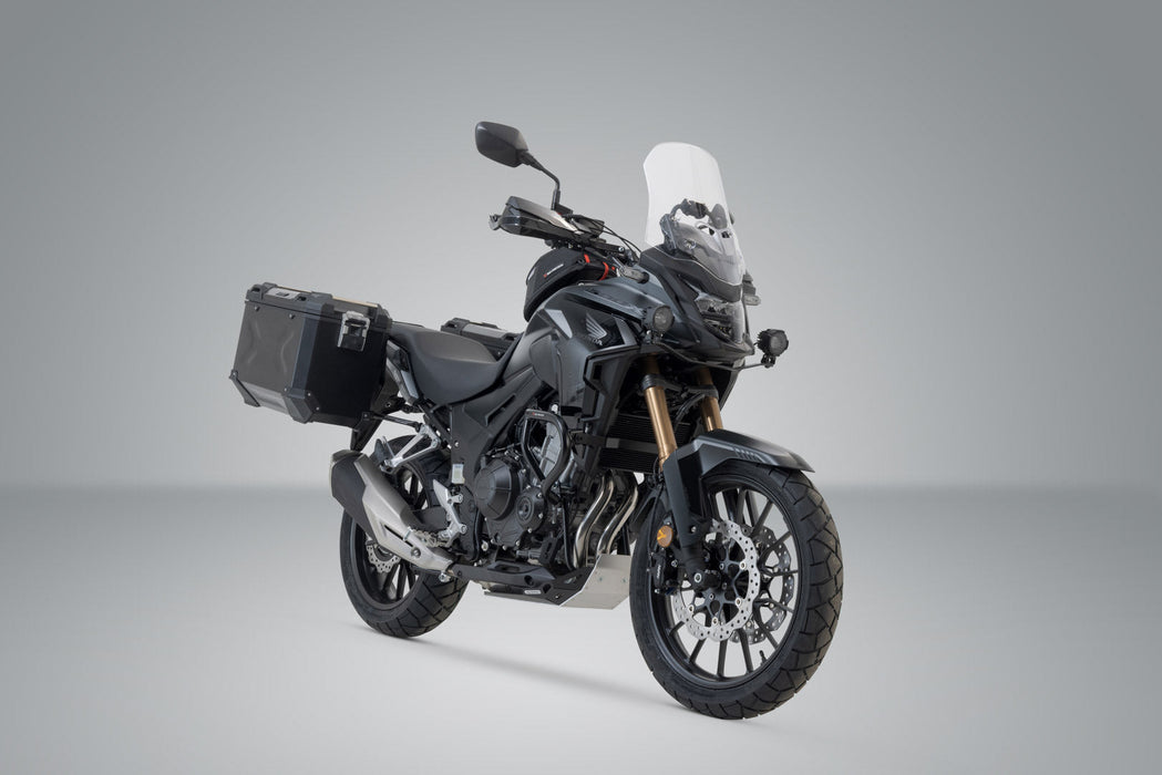 TRAX ADV aluminium case system - Black. 45/45 l. Honda CB500X,CB500F,CBR500R,NX500. SW-Motech