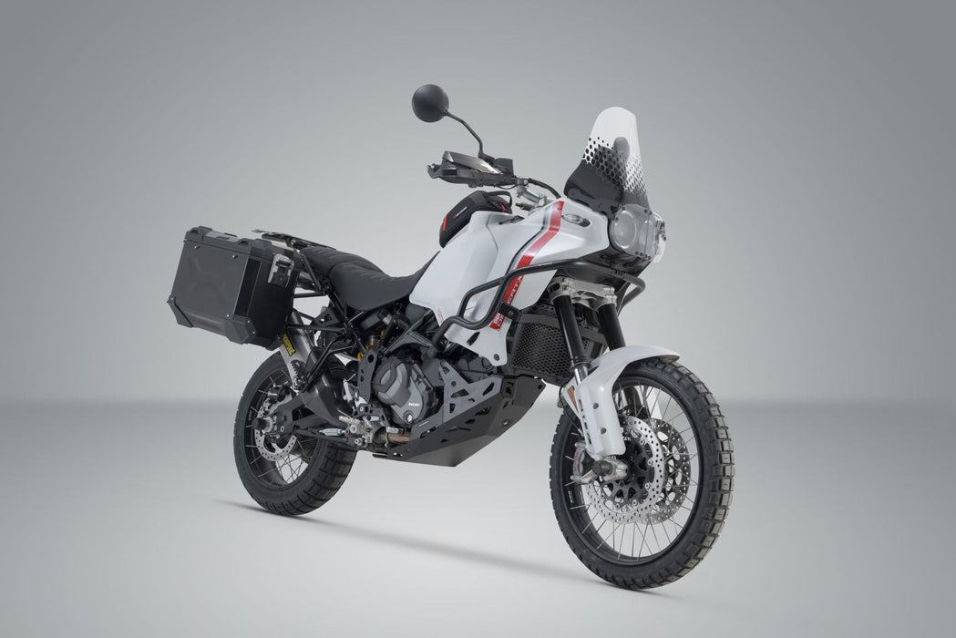 TRAX ADV aluminum case system US model - Black. 45/37L. Ducati DesertX (22-) / Rally (23-). SW-Motech