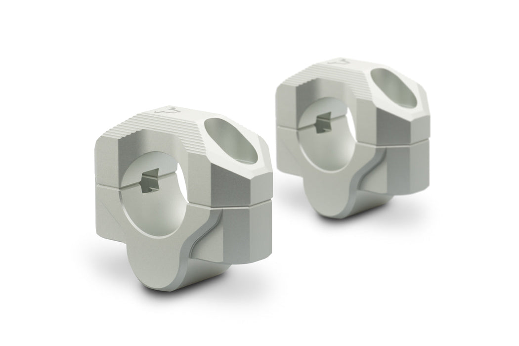 Bar riser for Ø 28 mm handlebar - H=20 mm. Silver. Milled. SW-Motech