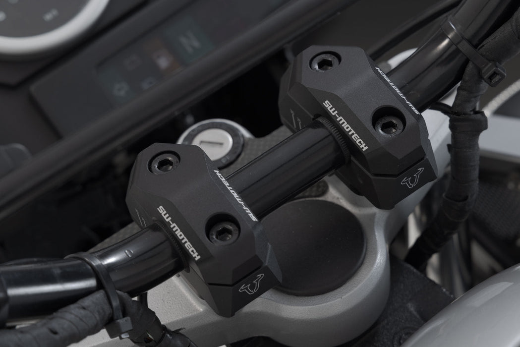 Bar back variable for Ø22 handlebars - H=25mm. Back 5/10/15/20/25/30 mm. Black. SW-Motech