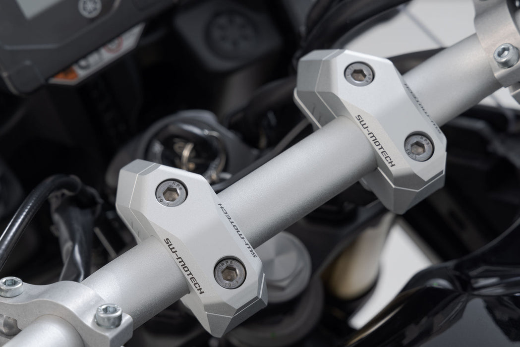 Bar back variable for Ø28 handlebars - H=28mm. Back 5/10/15/20/25/30 mm. Silver. SW-Motech