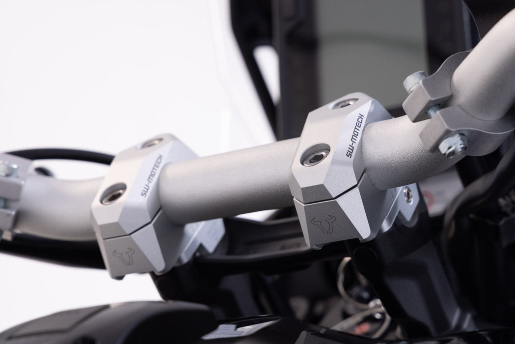 Bar back variable for Ø28 handlebars - H=28mm. Back 5/10/15/20/25/30 mm. Silver. SW-Motech