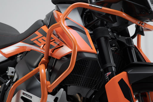 Upper crash bar - Orange. KTM 790 Adv/R (19-21), 890 Adv/R (20-22). SW-Motech