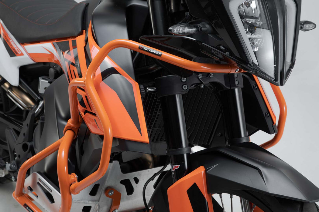 Upper crash bar - Orange. KTM 790 Adv/R (19-21), 890 Adv/R (20-22). SW-Motech