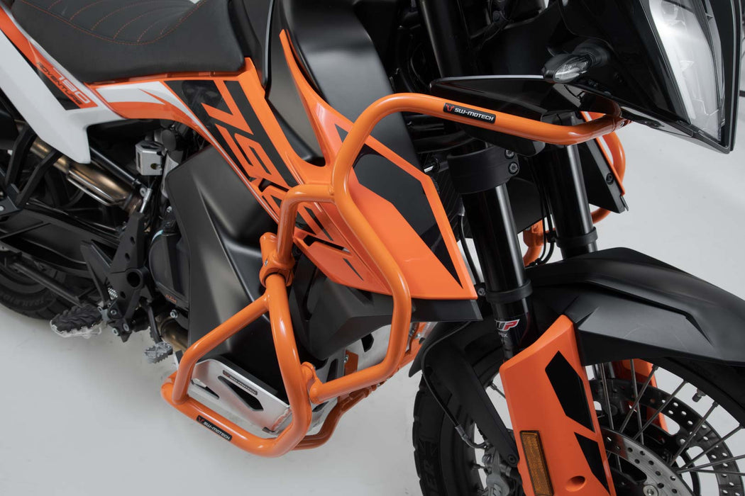 Upper crash bar - Orange. KTM 790 Adv/R (19-21), 890 Adv/R (20-22). SW-Motech