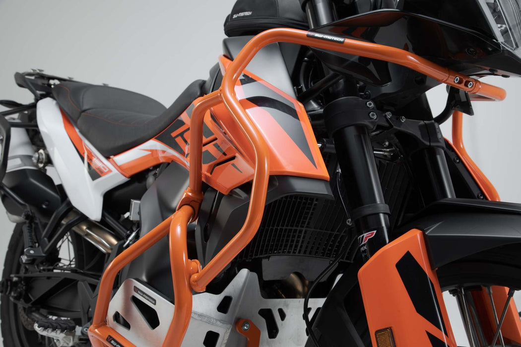 Upper crash bar - Orange. KTM 790 Adv/R (19-21), 890 Adv/R (20-22). SW-Motech