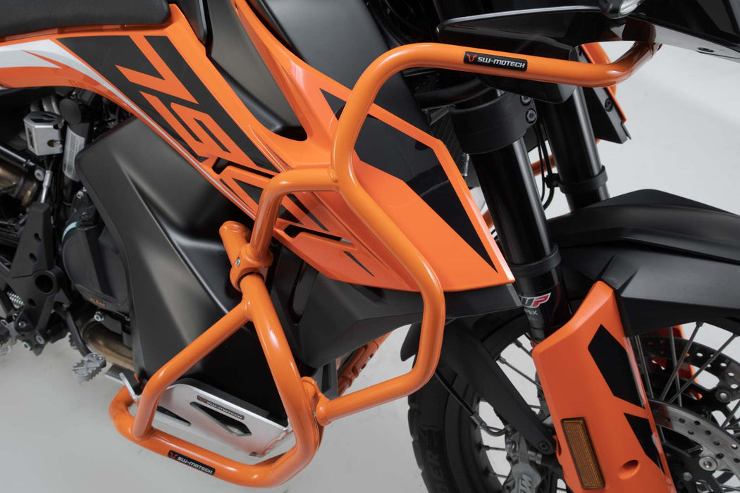 Upper crash bar - Orange. KTM 790 Adv/R (19-21), 890 Adv/R (20-22). SW-Motech