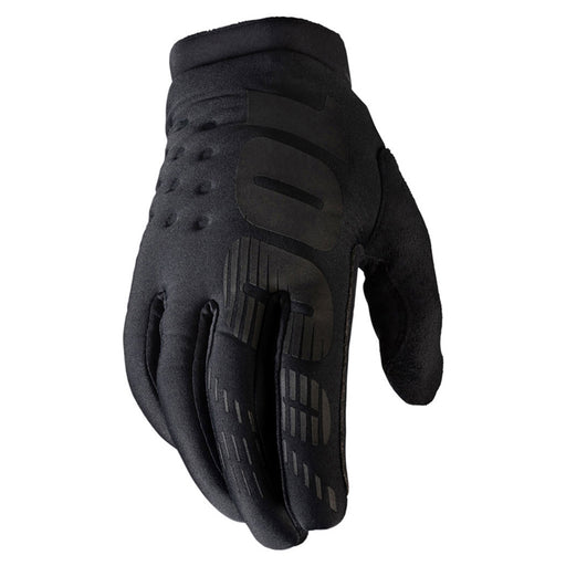 100% Brisker Black/Grey Youth Gloves 100 Percent