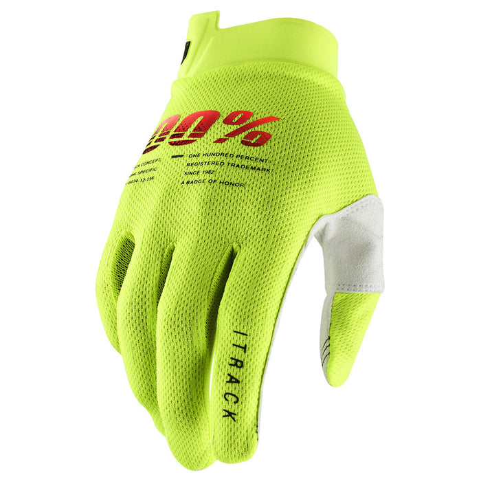 100% iTrack Fluo Yellow Youth Gloves 100 Percent